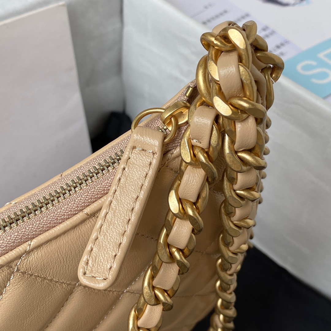 Large Lambskin Hobo Bag AS4368 Apricot